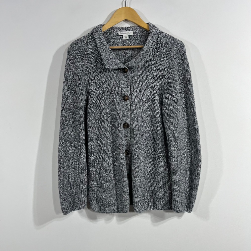 Coldwater Creek Heritage Old Money Academia Cotton Cardigan Sweater Size M Thick